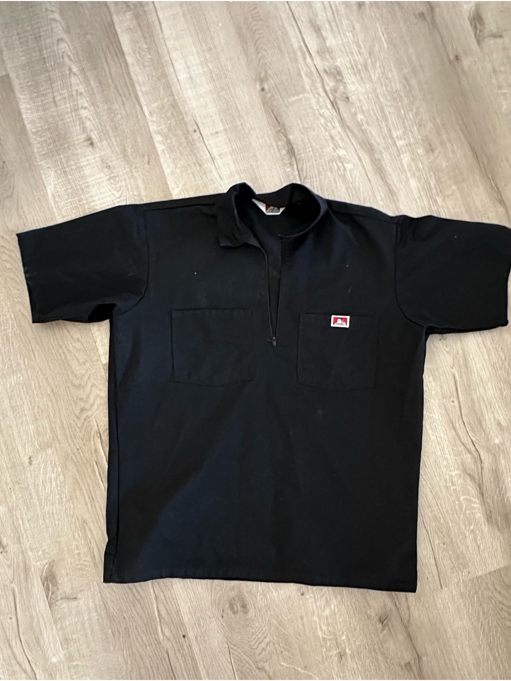 Ben Davis Black Short-Sleeve Quarter-Zip Work Tee